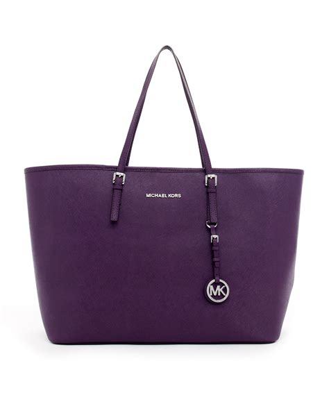 michael kors jet set medium tote purple